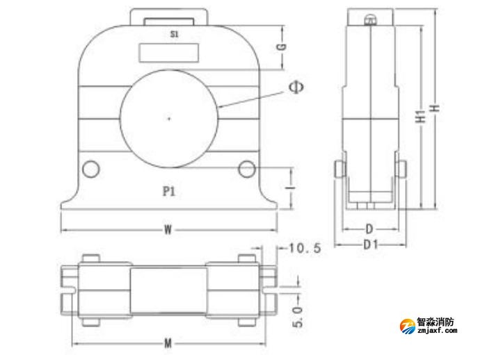 開口式,圓孔100A-400A外形尺寸圖 開口式,圓孔100A-400A外形尺寸圖